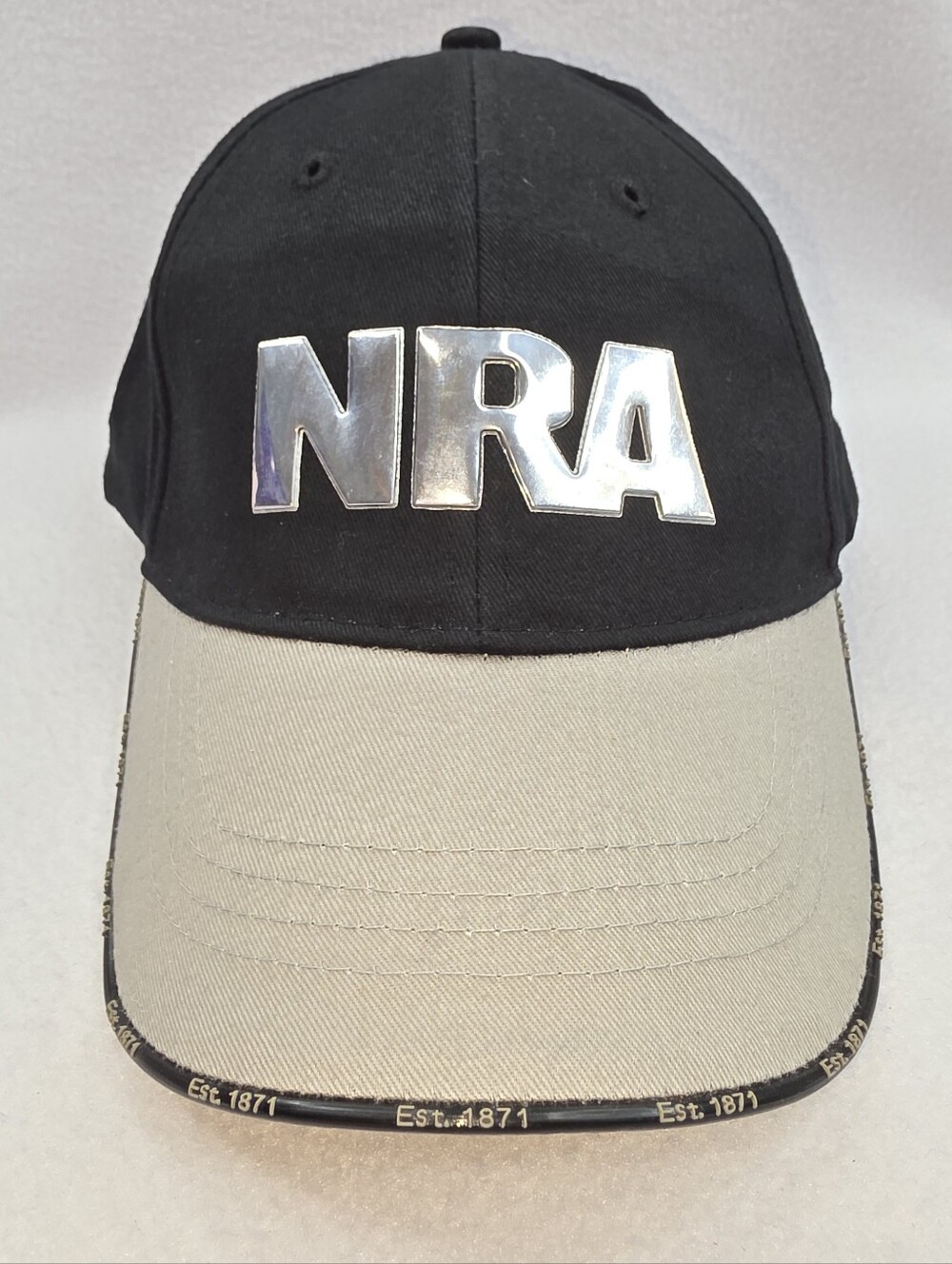 NRA Women's Two-Tone Baseball Cap with Metallic Logo Black Gray Size OS *hatbox